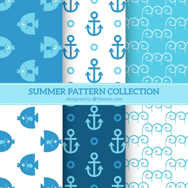 Blue And White Summer Pattern Background