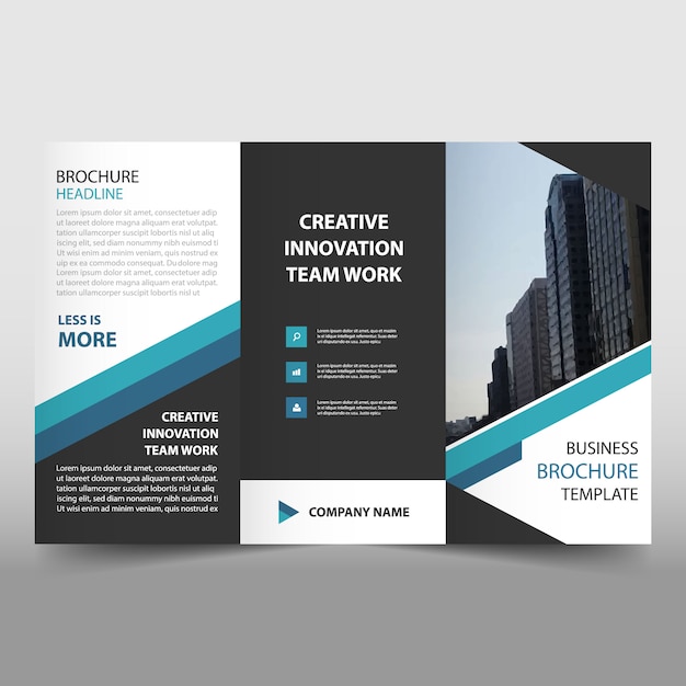 Blue business trifold Leaflet Brochure Modèle Flyer