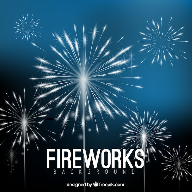 Vecteur gratuit blue fireworks background