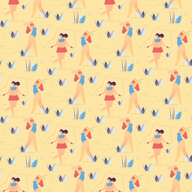 Body Positive Seamless Pattern En Style Floral