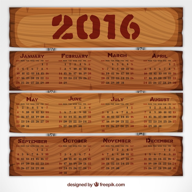 Bois Calendrier 2,016