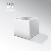 Boîte ouverte gris avec des ombres réalistes sur fond gris vector illustration