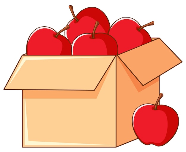 Vecteur gratuit boîte de pommes rouges sur fond blanc