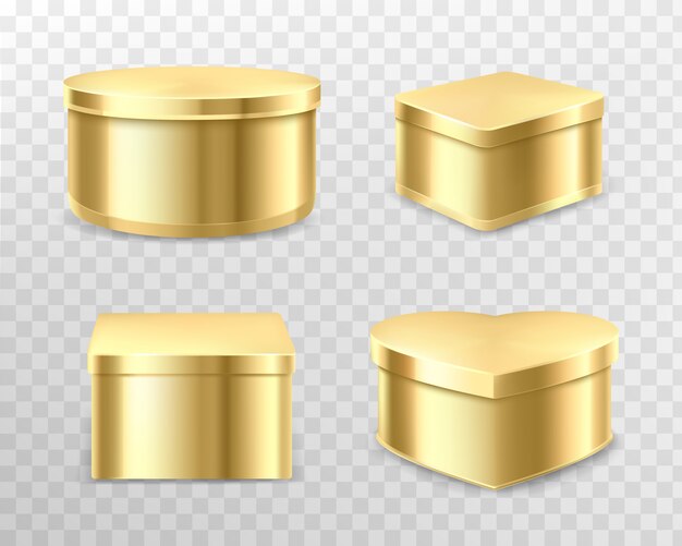 Boîtes en métal doré pour thé, café ou bonbons