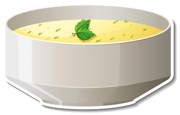 Vecteur gratuit bol d'autocollant de soupe sur fond blanc