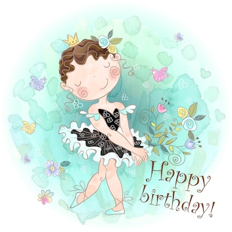 Carte De Joyeux Anniversaire Avec Des Danseuses De Ballet De Filles Vecteur Premium Carte De Joyeux Anniversaire Avec Des Danseuses De Ballet De Filles Vecteur Premium