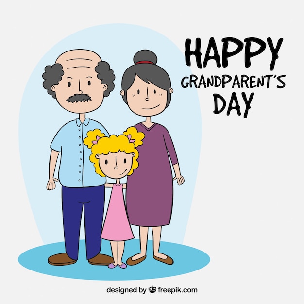 Vecteur gratuit bon anniversaire des grands-parents avec une fille