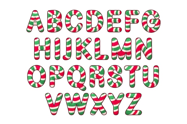 Vecteur gratuit bonbons canne noël lettres alphabétiques