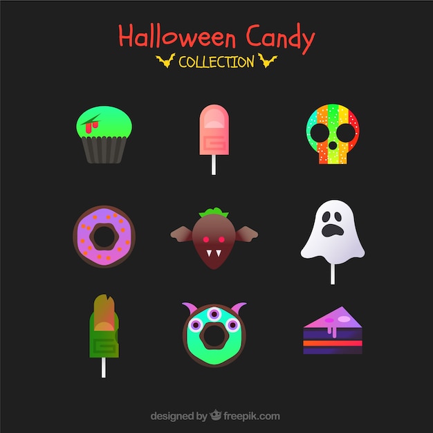 Vecteur gratuit bonbons de halloween au style moderne