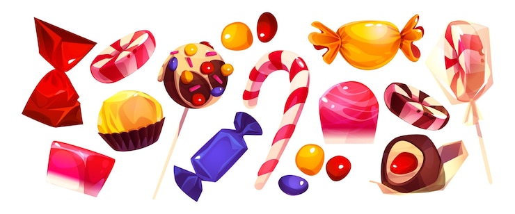Vecteur gratuit des bonbons isolés sur fond blanc