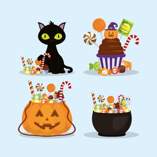 Vecteur gratuit des bonbons ou un sort, joyeux halloween