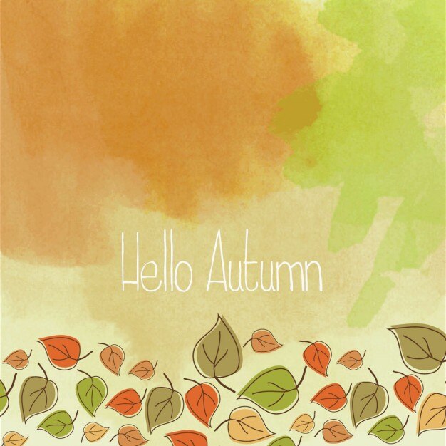 Vecteur gratuit bonjour automne fond d&#39;aquarelle