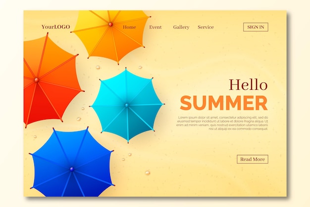 Vecteur gratuit bonjour conception de page de destination d'été