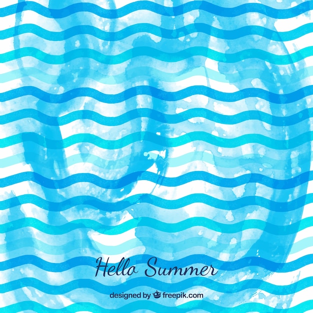 Vecteur gratuit bonjour fond d'été avec des vagues bleues