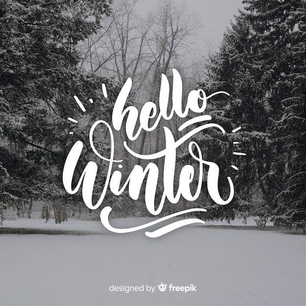 Vecteur gratuit bonjour lettrage d'hiver