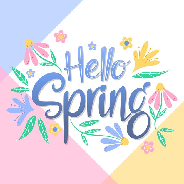 Bonjour lettrage de printemps avec décoration florale