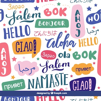 Bonjour motif de mots dans différentes langues