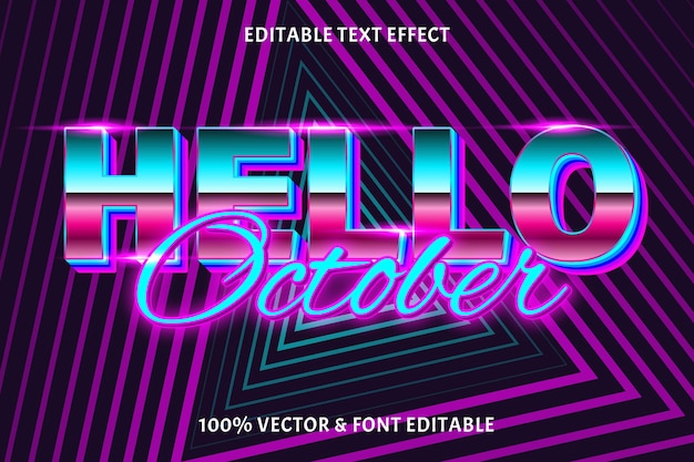 Bonjour style rétro effet de texte modifiable octobre