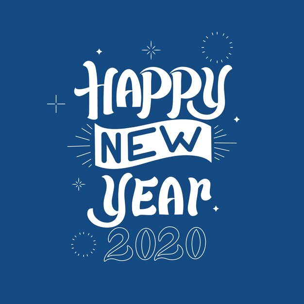 Bonne année 2020 concept avec lettrage