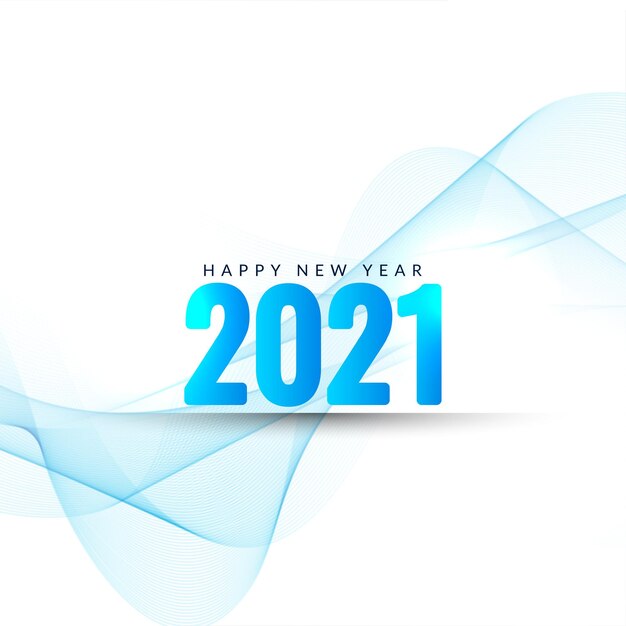 Bonne année 2021 texte fond ondulé bleu