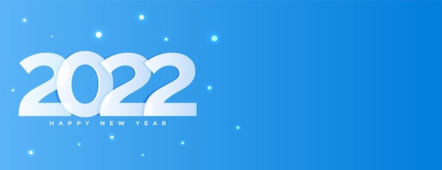 Bonne Année 2022 Bannière Bleue Dans Un Style Simple Vecteur gratuit