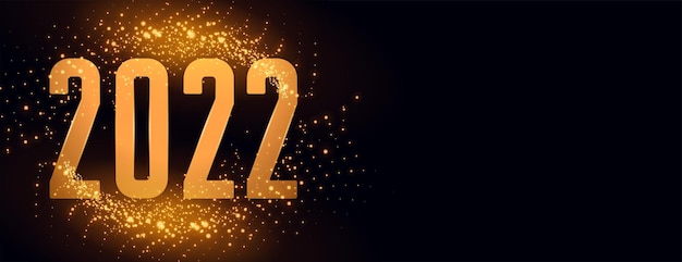 Bonne année 2022 conception de bannière de célébration dorée éclatante étincelante