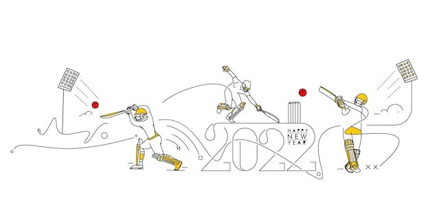 Vecteur gratuit bonne année 2022 cricket championship concept design, illustration vectorielle.