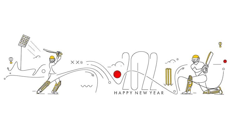 Vecteur gratuit bonne année 2022 cricket championship concept design, illustration vectorielle.