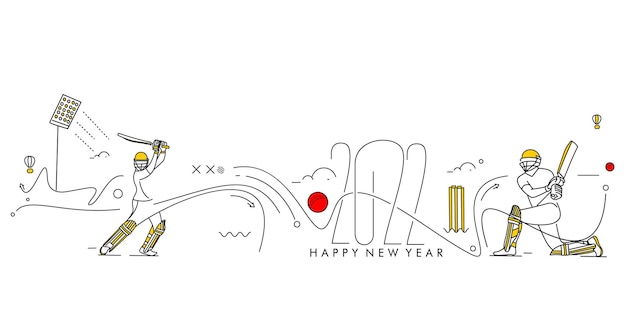 Bonne année 2022 Cricket Championship Concept Design, illustration vectorielle.