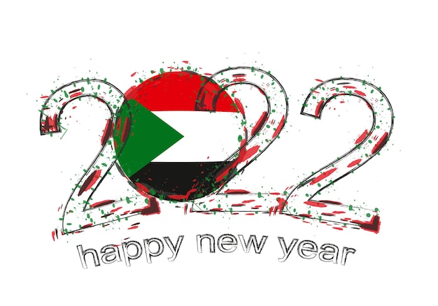 Bonne année 2022 avec le drapeau du soudan.
