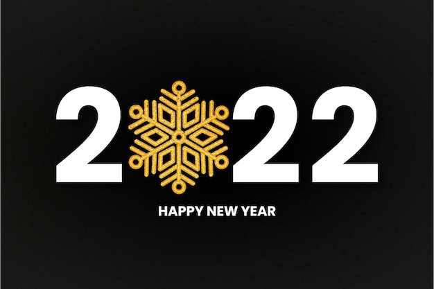 Vecteur gratuit bonne année 2022 fond avec composition de flocon de neige doré