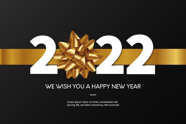Bonne année 2022 fond avec ruban d'or
