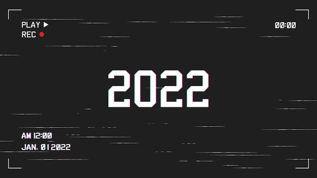 Vecteur gratuit bonne année 2022 avec fond de style rétro vhs