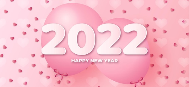 Vecteur gratuit bonne année 2022 avec style amoureux