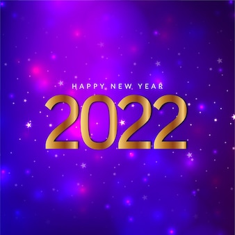 Bonne année 2022 texte d'or sur le vecteur de fond violet