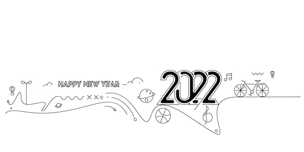 Bonne année 2022 Texte avec travel world Design Patter, illustration vectorielle.