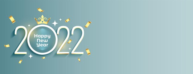 Bonne année 2022 voeux avec couronne et confettis dorés