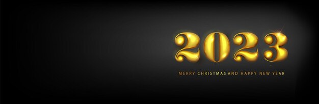 Bonne année 2023 bannière Golden Vector luxe texte 2023 Bonne année Or Festive Numbers Design Bonne année bannière avec 2023 numéros