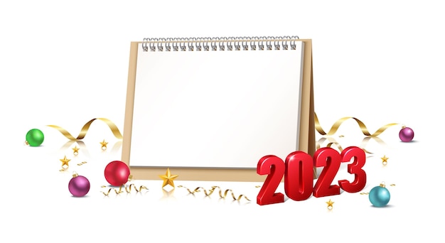 Bonne Année 2023. Joyeux Noël. Modèle De Carte De Voeux, Bannière, Flyer. Calendrier Avec 2023.