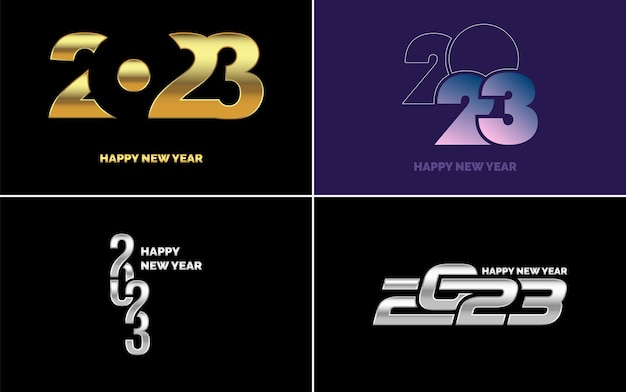 Bonne année 2023 pack de conception de texte pour la bannière de carte de modèle de conception de brochure illustration vectorielle de nouvel an
