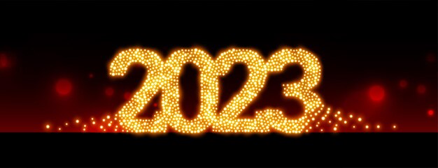 Vecteur gratuit bonne année bannière de texte golden sparkle 2023