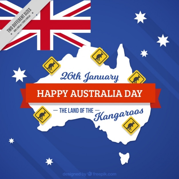 Vecteur gratuit bonne australia day background avec les signaux kangourous