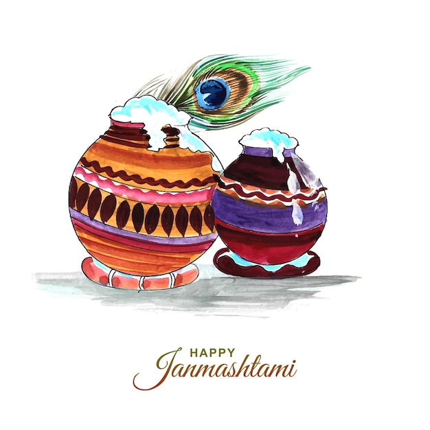 Bonne conception du festival indien Janmashtami avec matki et makhan