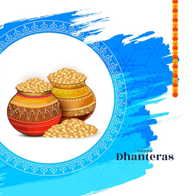 Vecteur gratuit bonne dhanteras fête indienne propice vecteur de fond élégant