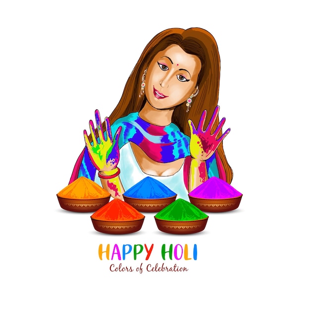 Bonne Fête Culturelle Indienne Holi Conception D'arrière-plan De Salut Coloré