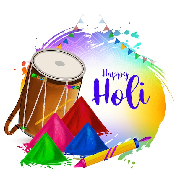 Vecteur gratuit bonne fête culturelle indienne de holi conception de carte de vœux