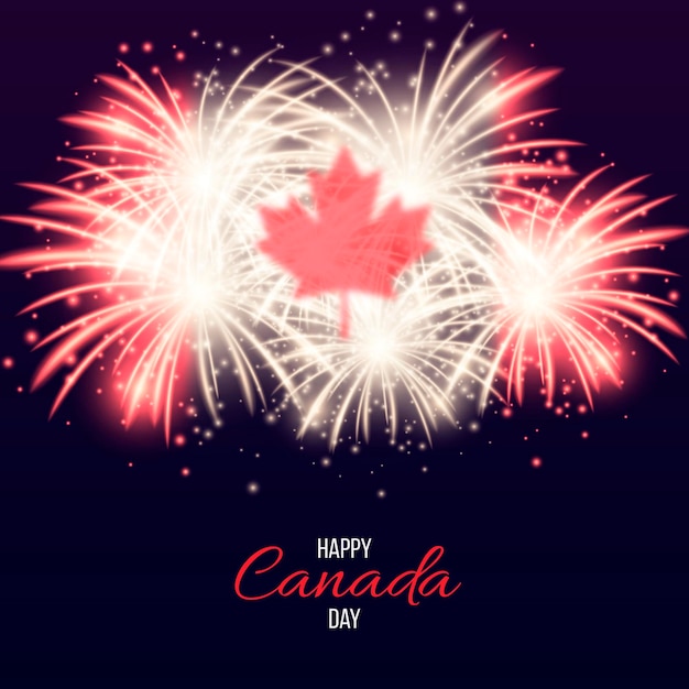 Bonne Fête Du Canada Avec Feux D'artifice