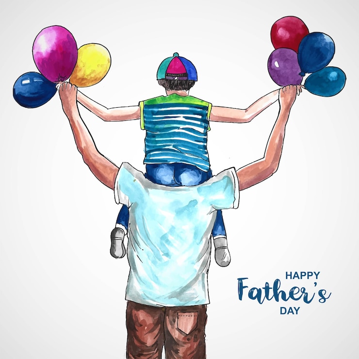 Vecteur gratuit bonne fête des pères avec le fond de papa et d'enfants