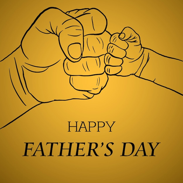 Bonne fête des pères salutations jaune fond noir bannière de conception de médias sociaux vecteur gratuit