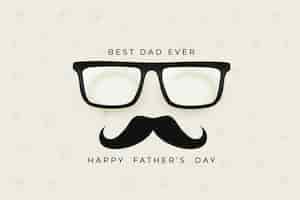 Vecteur gratuit bonne fête des pères sympa avec des lunettes et une moustache